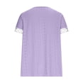 thumbnail image 6 of ClodeEU Women's V Neck Short Sleeve T-Shirt with Cutout Crochet Trim ,Casual Lace Blouse Purple,Womens Plus L, 6 of 6