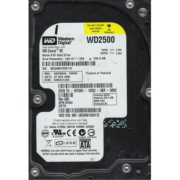 WD2500JS-75NCB1, DCM DSBACTJAA, Western Digital 250GB SATA 3.5 Hard Drive