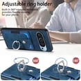 thumbnail image 5 of For Google Pixel 9 Pro XL Phone Case Wallet with Card Holder,PU Leather Metal Ring Buckle Holder Kickstand  Women Men Magnetic Cover,Blue,For Pixel 9 Pro XL, 5 of 7