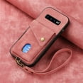thumbnail image 2 of Nalacover for Samsung S10, Slim Case Wallet with Credit Card Holder, Back Flip Premium Leather Magnetic Clasp Kickstand Wirst Hand Strap Shockproof Cover for Samsung Galaxy S10, Pink, 2 of 7
