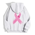 thumbnail image 6 of Womens Zip Up Hoodies with Pink Ribbon Printed Cancer Awareness Tunic Sweatshirts Long Sleeve Track Jackets with Pockets Fall Winter Tops (White, XL), 6 of 6