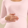 thumbnail image 5 of QSXADF Women Thermal Nursing Underwears Maternity Pajama Solid Thermal Underwears Set Long Sleeve Maternity Nursing Sleepwear for Pregnancy Postpartum Women's Homewear Fall Winter Clothing Set, 5 of 6