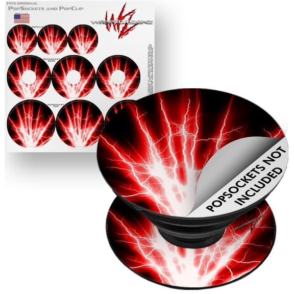 Decal Style Vinyl Skin Wrap 3 Pack for PopSockets Lightning Red (POPSOCKET NOT INCLUDED) by WraptorSkinz