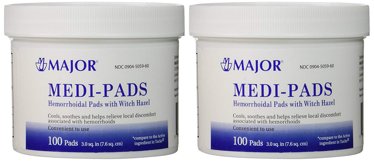 2Pack Major MediPads (Tucks Pads) Witch Hazel Hemorrhoidal Pads (Set