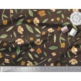 thumbnail image 2 of Soimoi Brown Cotton Voile Fabric Leaves & Primrose Floral Printed Craft Fabric by the Yard 56 Inch Wide, 2 of 3