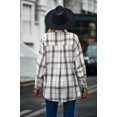 thumbnail image 4 of Camisa de manga larga a cuadros para mujer, con botones, mezcla de lana, chaqueta fina, blusa informal con bolsillo, 4 of 5