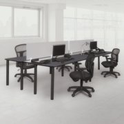 Kee 60 x 24 Double Benching System with Privacy Divider- Grey/ Black