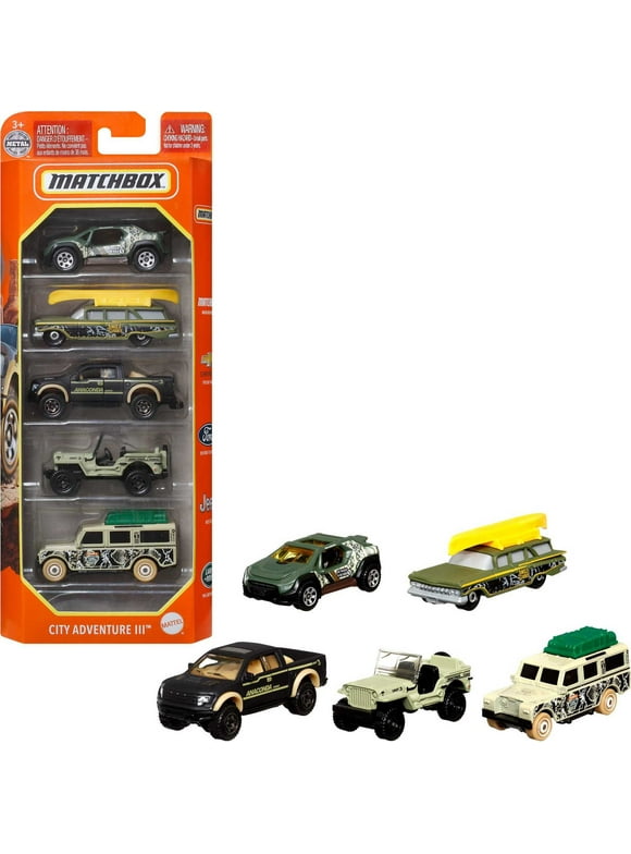 Matchbox Set of 5 Toy Cars, Trucks or Aircraft in 1:64 Scale (Styles & Colors May Vary)
