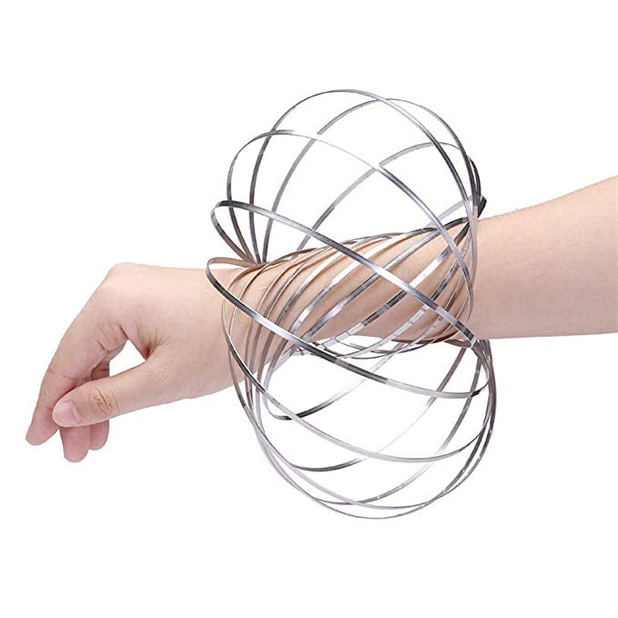 Stainless Steel Flow Ring Kinetic Spring Toy 3D Sculpture Ring Bracelet New 