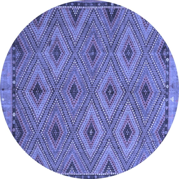 Ahgly Company Indoor Round Oriental Blue Traditional Area Rugs, 4' Round