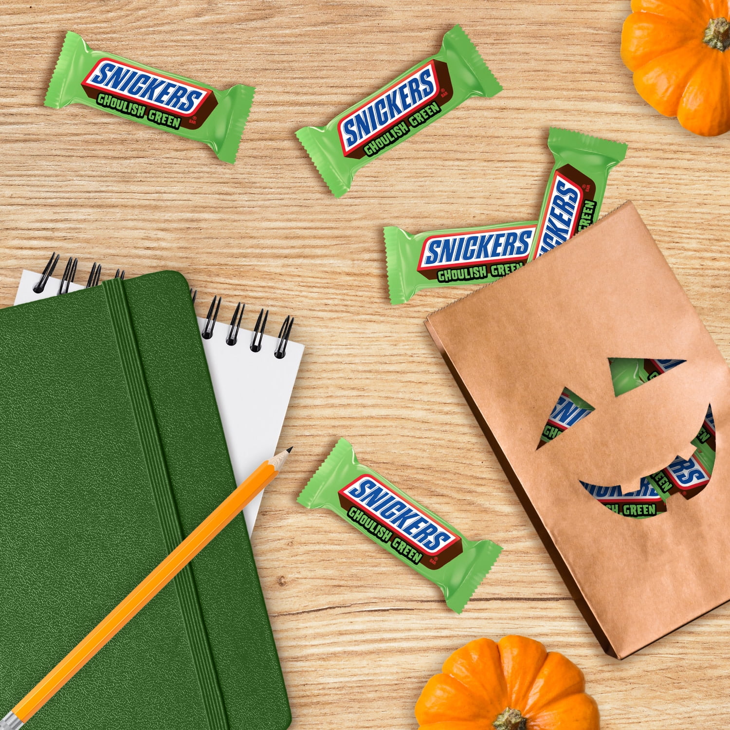 (2 pack) Snickers Ghoulish Green Milk Chocolate Halloween Candy Bars - 9.69 oz Bag