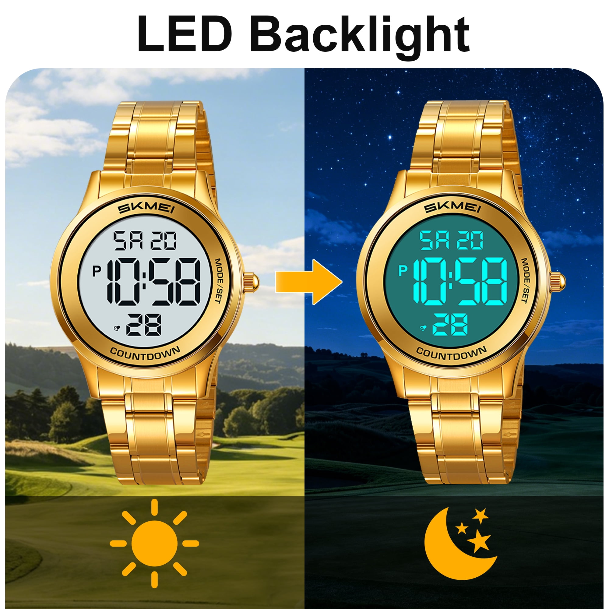 SKMEI Mens Digital Watch Watches Waterproof Outdoor Chronograph Wrist Watches for Men with LED Back Ligh/Date