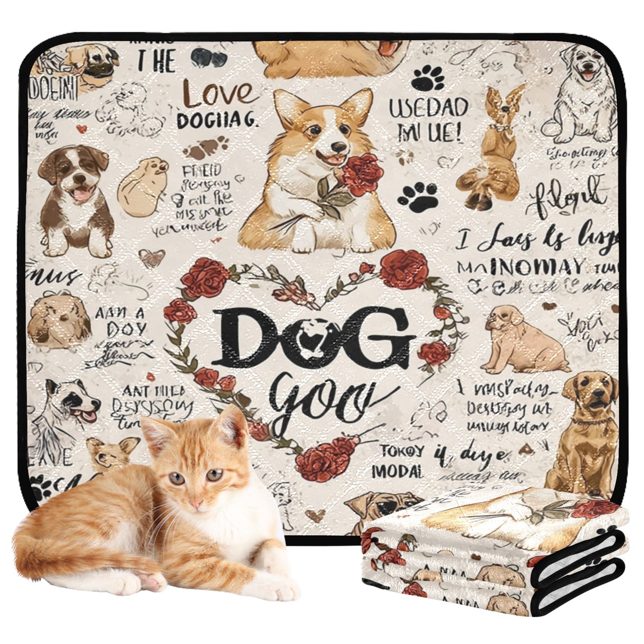 IAUYY Washable Pee Pads for Dogs Smallx3 Absorbent and Leak-Proof Non-Slip Reusable Puppy Pee Pads for Dogs Applicable to Playpen Potty Crate Valentine's Day for Dogs