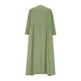 thumbnail image 7 of Qulqfy Green Womens Dress Casual Maxi 3/4 Sleeve High Waist V Neck Smocked Dresses Women's Fall Dresses L, 7 of 7