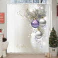 thumbnail image 2 of Merry Christmas Shower Curtain, Festive Xmas Balls Ribbons Pine Leaves Shower Curtains, Fabric Christmas Holiday Decor Shower Curtain for Bathroom 12PCS Hooks, 70X70IN Bathroom Accessories, 2 of 5