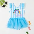 thumbnail image 3 of Hiijoy Big Girls One-Piece Swimsuit Rainbow Print Mesh Ruffle Swimwear, Sizes 7-8 T, 3 of 6