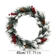 thumbnail image 3 of 18 Inch Artificial White Pine Needle Wreath with Red Berries, Hanging Wreath for Door Window Wall Mantel Winter Christmas Holiday Greenery Decor, 3 of 7