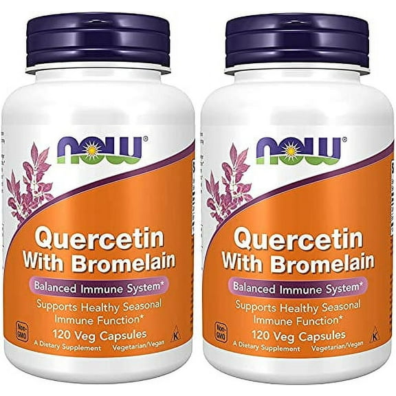 Supplements Quercetin with Bromelain Balanced Immune System, Pineapple, 120 Veg Capsules 2 Pack (120 Count)