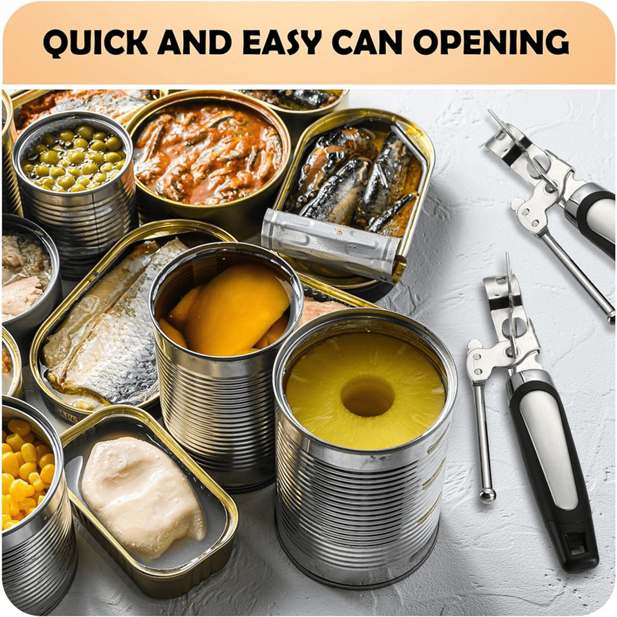 10 Pieces Can Opener Manual Soft Non Slip Grip Handle Heavy Duty HandHeld Safety