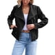 thumbnail image 1 of Chaquetas de Piel Sintética para Mujer, Estilo Ante, Ideales para Otoño e Invierno. Abrigo Corto Abierto por Delante. Negro XL, 1 of 8
