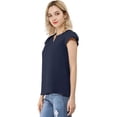 thumbnail image 2 of Camiseta Manga Tulipán Allegra K Cuello En V Básico Para Mujer Azul oscuro S, 2 of 5