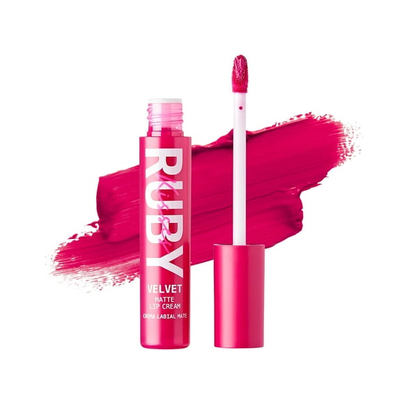Ruby Kisses Velvet Lip Cream Matte Finish Lipstick Rich Color Long Lasting Lip Stain Lightweight Nourishing Hydration High Pigment Lip Tint (Flamingo)