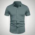 thumbnail image 1 of pstuiky camisetas de hombre, Camisa informal de negocios de color liso con solapa y botones de manga corta para hombre camisetas de hombre xl, 1 of 6