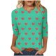 thumbnail image 1 of Camisetas Casuales de las Mujeres 3/4 Manga Cuello Redondo Impreso Blusa Imitación Estante Tela, Camiseta de Moda Superior para el Hogar Diario Y Desgaste Casual Todo el Año, 1 of 1