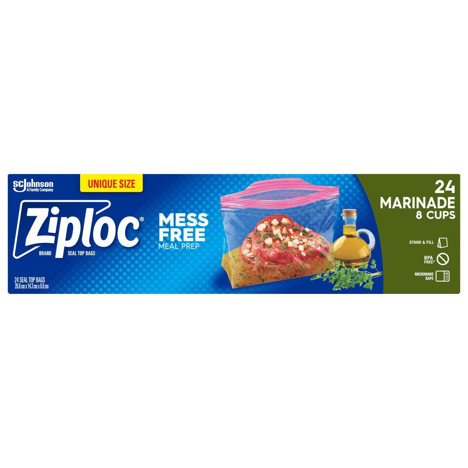 Sacs d’emballage de marinade de marque Ziploc® pour la préparation des repas 24 unités
