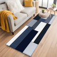 thumbnail image 2 of Blue Black Geometric Washable Area Rug 2x6 Abstract Patchwork Modern Art Low-Profile Area Rugs with Non Slip Backing Indoor Floor Carpet for Entrance Living Room Bedroom Home Office, 2 of 9