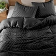 thumbnail image 3 of Peace Nest 3 Pieces Clipped Jacquard Geometric Tufted Duvet Covers & Pillow Sham Set ,Microfiber Soft Bedding Set with Zipper Closure 4 Ties, Wave Quilted, Black, Full/Queen Size, 3 of 7