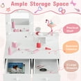 thumbnail image 5 of TLSUNNY Toddler Princess Vanity Set with Lights, Wooden Makeup Table and Chair with Mirror and 2 Storage Drawers, Gift for Little Girls, 5 of 8