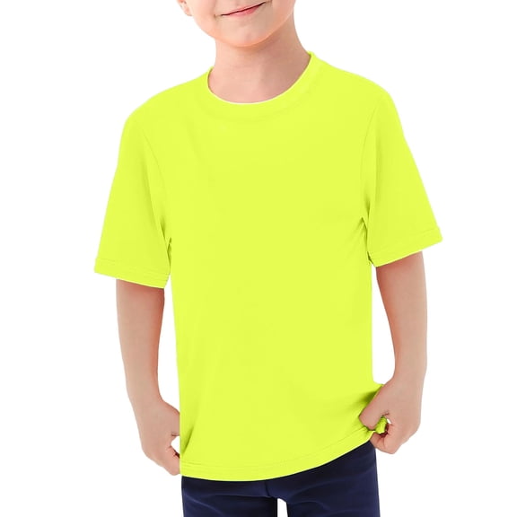 TGPMGRZ Rash Guard for Boys Swim Shirt Short Sleeve T Shirts Summer Holiday Beach Vacations Yellow 7-8 Years