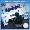 thumbnail image 5 of White Gaming Desk 70.8'' with LED Lights and Storage Shelves, Computer Desk with Monitor Stand, Power Outlets and Cup Holder, Large PC Gamer Desk, Gaming Table for Bedroom, Living Room, 5 of 12