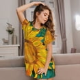 thumbnail image 3 of Yiaed Vibrant Sunflower Painting Print Women's Loose-Fit Short Sleeve Nightgown, Soft and Comfortable Sleep Dress for Relaxation and Sleepwear, 3 of 6
