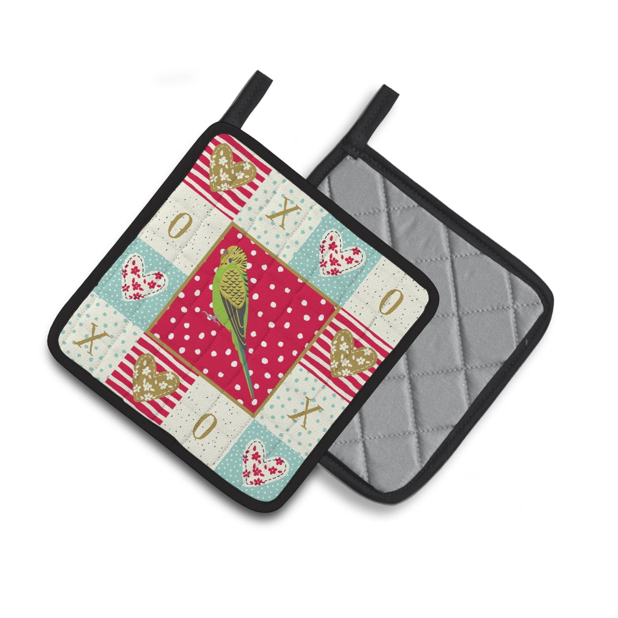 Budgerigar Love Pair of Pot Holders