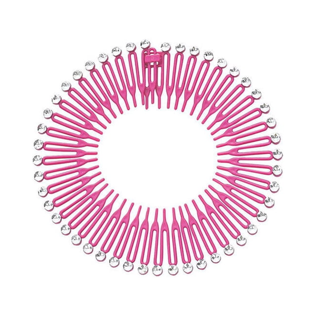 pitrice Peigne Circulaire Complet Extensible Flexible Cercle de Cristal Bandeau Coiffure Banquet Rose Rouge
