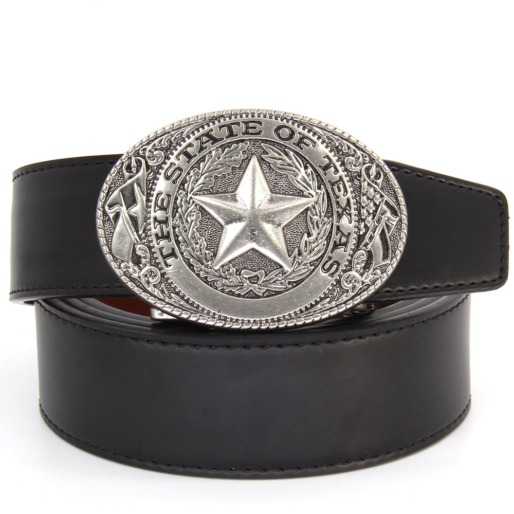 Men's Leather Western Cowboy Belt with Automatic Buckle Belt