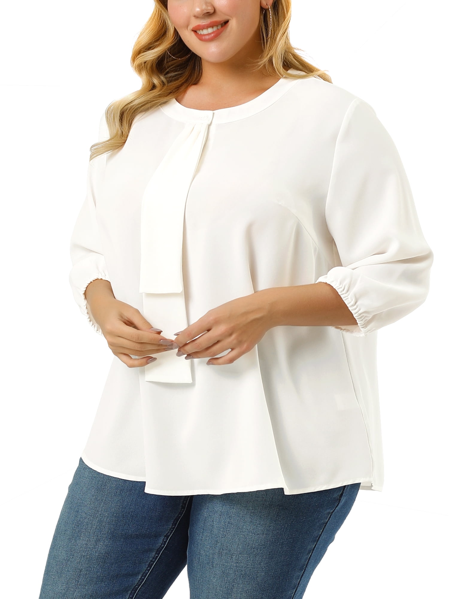 plus size white chiffon top