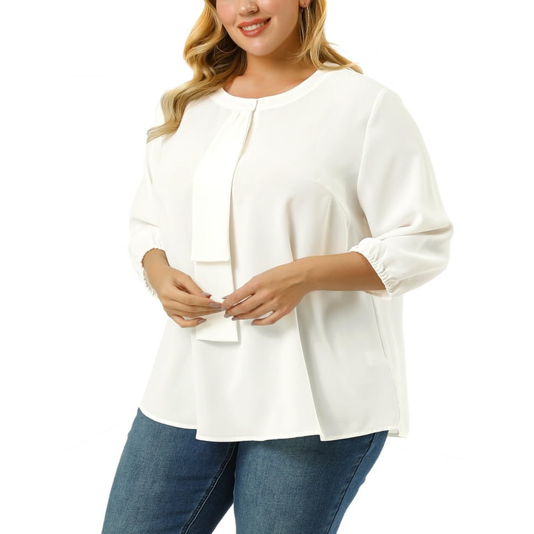 Formal white sale blouse plus size