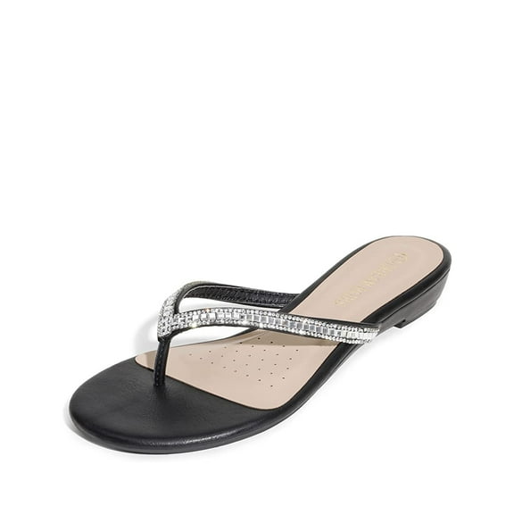DREAM PAIRS Women's Fashion Rhinestones Design Slides Sandals