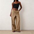 thumbnail image 2 of Sewkxo Womens Linen Palazzo Pants Drawstring Elastic Waist Casual Wide Leg Trousers with Pockets,Coffee L, 2 of 5