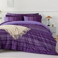 thumbnail image 3 of RYNGHIPY King Size Boho Bed in a Bag for Women 8Pcs Geometric Striped Purple Bedding Sets Lightweight Bed Comforter Set for All Seasons (Gradient Purple,King), 3 of 7
