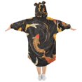 thumbnail image 2 of FORMRS Wearable Blanket Hoodie with Sleeves for Kids Cozy Flannel Sweatshirt, Black Fish Pattern, 2 of 7