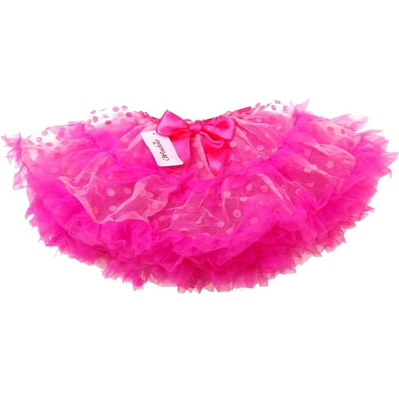 Wenchoice Girl'S Fluffy Hot Pink Polka Dot Pettiskirt M(3T-4T)