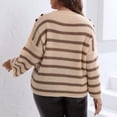 thumbnail image 4 of Annhoo Womens Sweaters Plus Size Loose Crew Neck Long Sleeve Pullover Shirts Fall Trendy Stripes Knitted Tops, 4 of 4