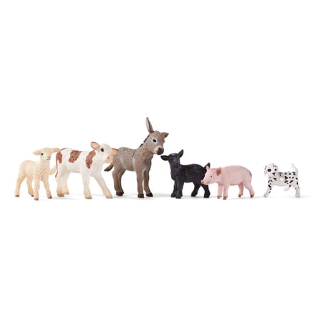 Schleich Farm World - 6 PC Baby Farm Animal Playset with Puppy, Lamb, Goat, Piglet, Calf & Donkey Toys - Realistic Figurines - Educational Figures For Kids & Toddlers Ages 3+