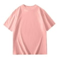 thumbnail image 6 of Girls Shirts Size 9-10 Short Sleeve Casual Round Neck Fashion Cute Print T-Shirt Soft and Comfortable Oversized Pullovers(Solid, A01-Pink, 9-10 Years), 6 of 6