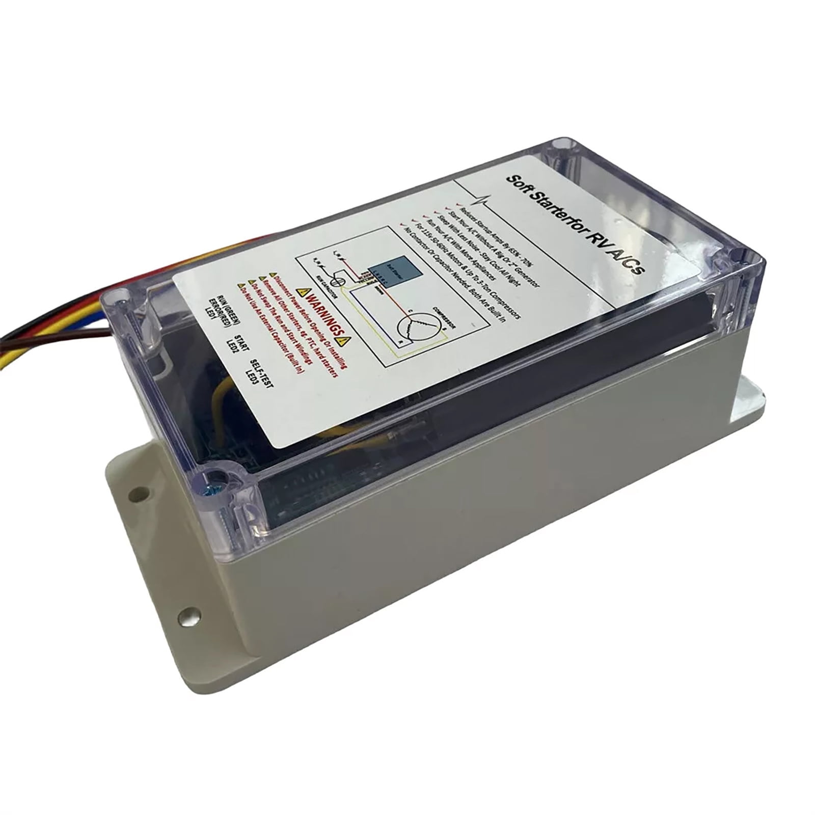 Compact Soft Start for RV Air Conditioners, Built-in Capacitor, Ideal for 50-60Hz Motors for Efficient Cooling