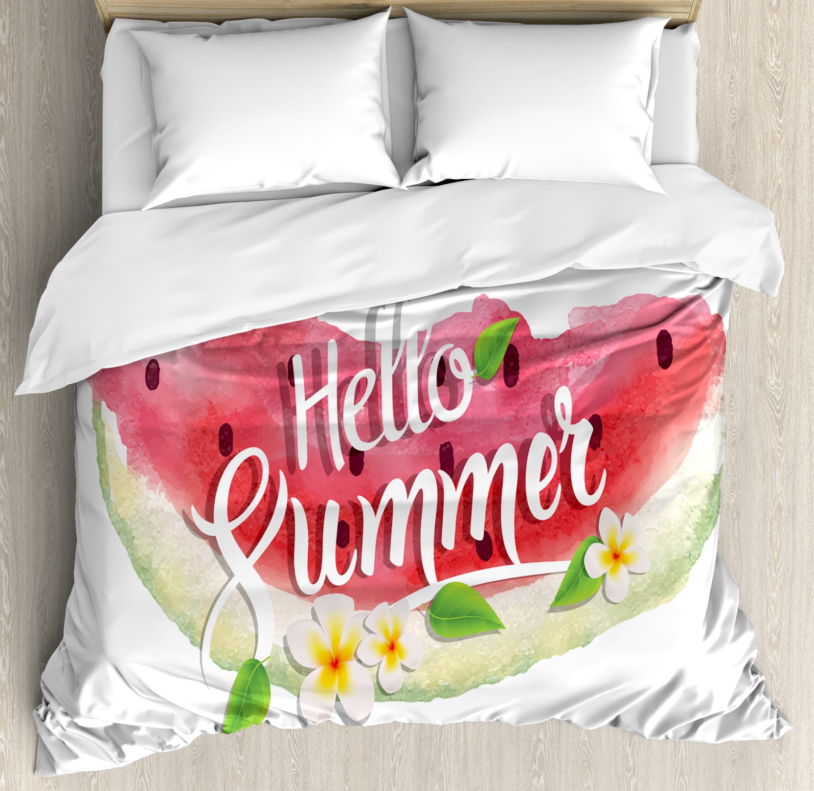 Watercolor Duvet Cover Set O Summer Motivational E With Watercolor Duvet Cover Set O Summer Motivational E With Fresh Watermelon And Poppies Picture Decorative Bedding Pillow Shams Pink Mint